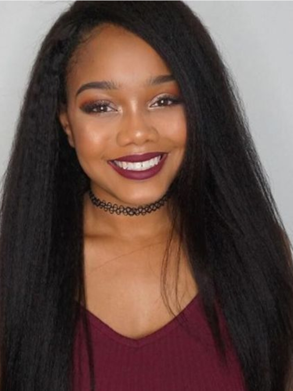 Kinky Straight Virgin Hair Lace Front Wig