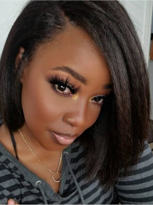 Kinky Straight Bob Style Lace Front Wig