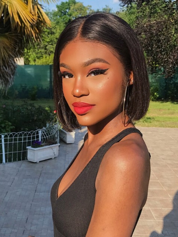 Silky Straight Blunt Cut Bob Style Lace Front Wig